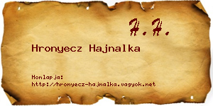 Hronyecz Hajnalka névjegykártya